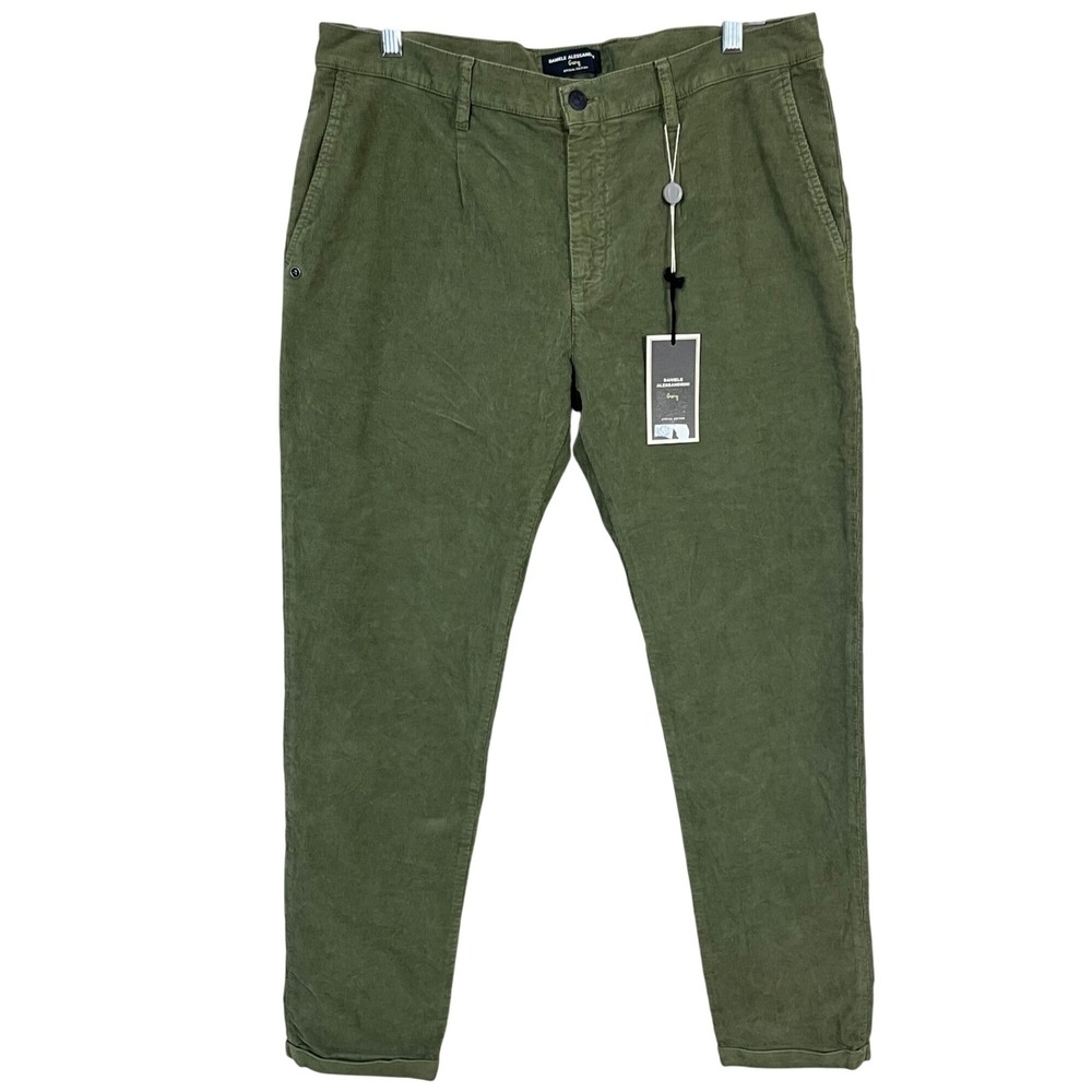 Daniele Alessandrini Grey‎ Special Edition Army Green Corduroy Trouser Size 38